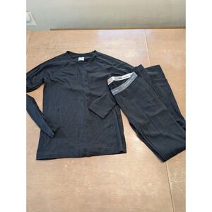 Icebreaker Merino Lightweight Kids Thermal Set Black Long Sleeve/Pants 12 Years